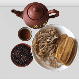 COMBO MỘC (mứt rong sụn sợi 400g, chuối dẻo 500g, trà gạo đậu 500g)- 1400G - gói